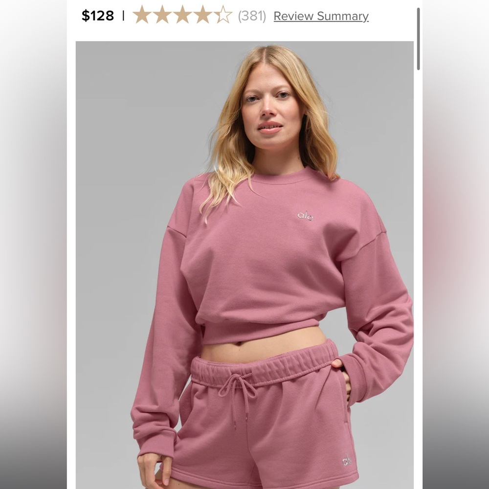 ALO Yoga Blush Pink Cropped Sweatshirt - Picture 6 of 6